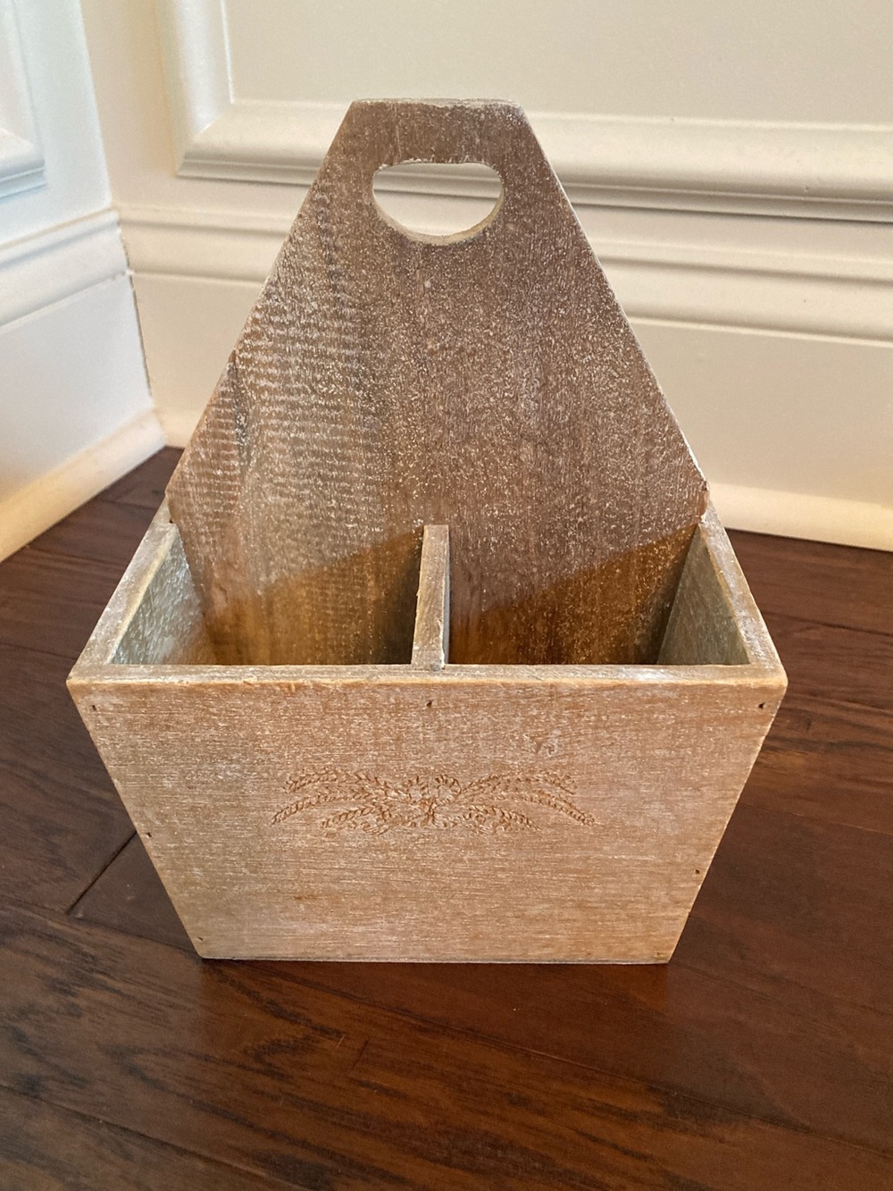 Rustic Wooden Caddy Organizer in Weathered Wood